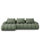Canapé d'angle gauche convertible avec coffre Linz 3 places vert olive foncé - 275x142x84 cm