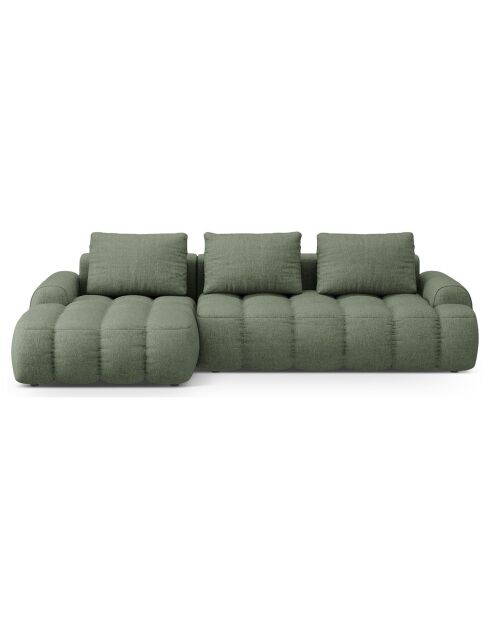 Canapé d'angle gauche convertible avec coffre Linz 3 places vert olive foncé - 275x142x84 cm