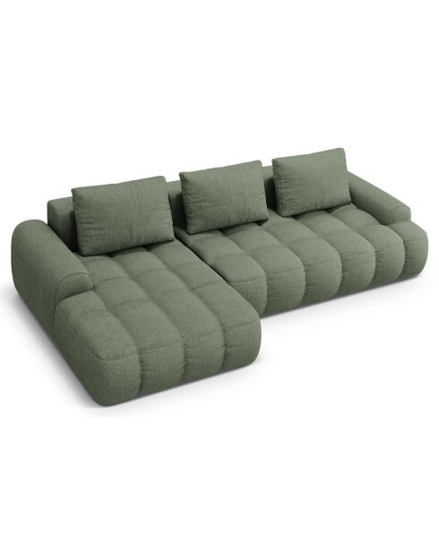 Canapé d'angle gauche convertible avec coffre Linz 3 places vert olive foncé - 275x142x84 cm