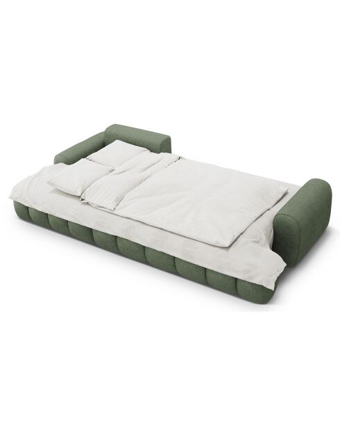 Canapé d'angle gauche convertible avec coffre Linz 3 places vert olive foncé - 275x142x84 cm