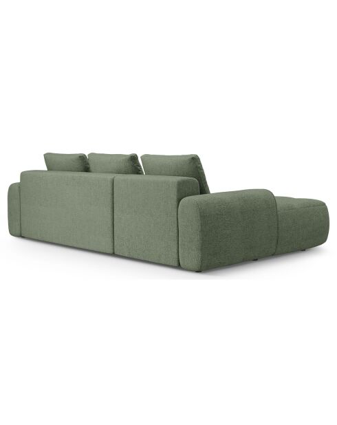 Canapé d'angle gauche convertible avec coffre Linz 3 places vert olive foncé - 275x142x84 cm