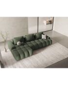 Canapé d'angle gauche convertible avec coffre Linz 3 places vert olive foncé - 275x142x84 cm