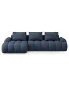 Canapé d'angle gauche convertible avec coffre Linz 3 places bleu foncé - 275x142x84 cm