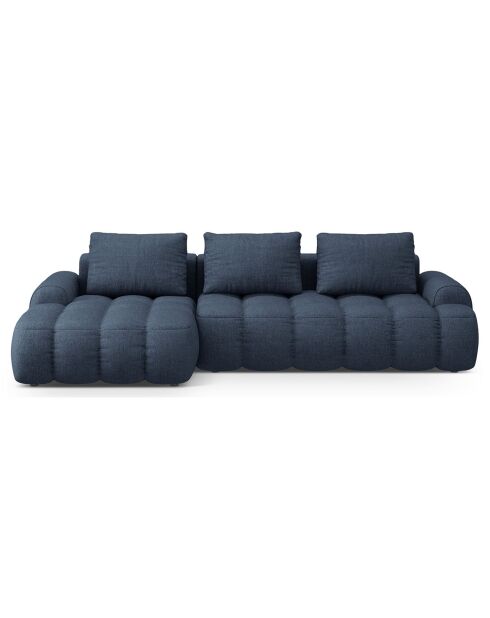 Canapé d'angle gauche convertible avec coffre Linz 3 places bleu foncé - 275x142x84 cm