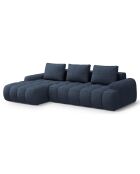 Canapé d'angle gauche convertible avec coffre Linz 3 places bleu foncé - 275x142x84 cm