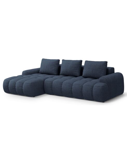 Canapé d'angle gauche convertible avec coffre Linz 3 places bleu foncé - 275x142x84 cm