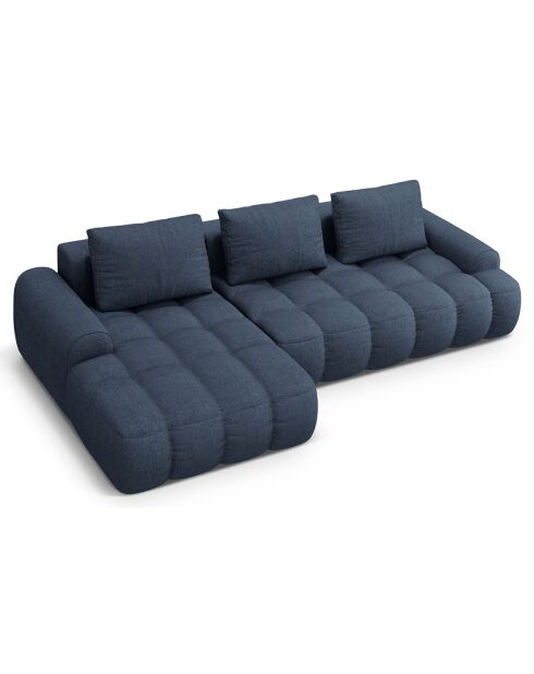 Canapé d'angle gauche convertible avec coffre Linz 3 places bleu foncé - 275x142x84 cm