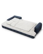 Canapé d'angle gauche convertible avec coffre Linz 3 places bleu foncé - 275x142x84 cm
