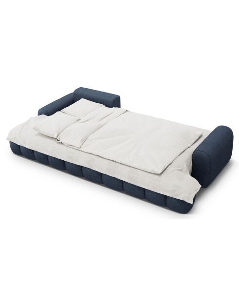 Canapé d'angle gauche convertible avec coffre Linz 3 places bleu foncé - 275x142x84 cm