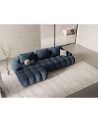 Canapé d'angle gauche convertible avec coffre Linz 3 places bleu foncé - 275x142x84 cm
