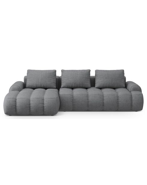 Canapé d'angle gauche convertible avec coffre Linz 3 places gris - 275x142x84 cm