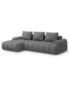 Canapé d'angle gauche convertible avec coffre Linz 3 places gris - 275x142x84 cm