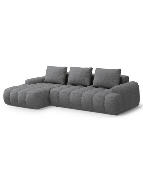 Canapé d'angle gauche convertible avec coffre Linz 3 places gris - 275x142x84 cm