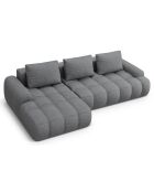 Canapé d'angle gauche convertible avec coffre Linz 3 places gris - 275x142x84 cm