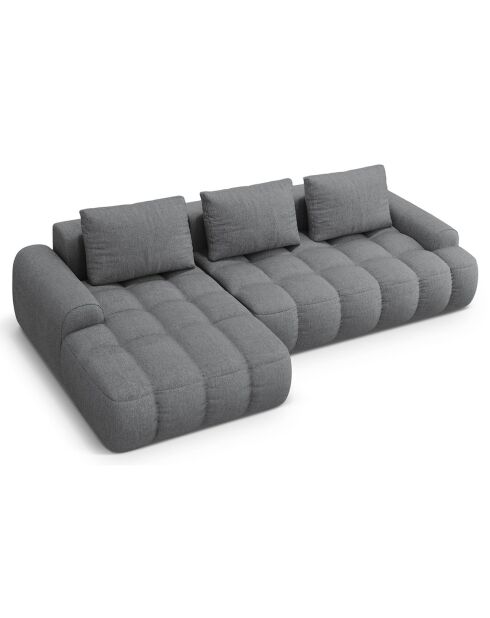 Canapé d'angle gauche convertible avec coffre Linz 3 places gris - 275x142x84 cm