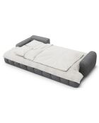 Canapé d'angle gauche convertible avec coffre Linz 3 places gris - 275x142x84 cm