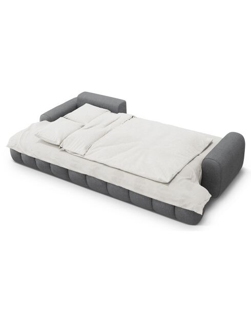 Canapé d'angle gauche convertible avec coffre Linz 3 places gris - 275x142x84 cm
