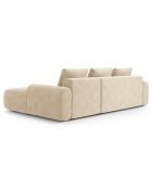 Canapé d'angle droit en Velours convertible avec coffre Linz 3 places beige clair - 275x142x84 cm