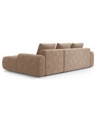 Canapé d'angle droit en Velours convertible avec coffre Linz 3 places beige foncé - 275x142x84 cm