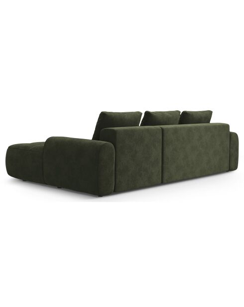 Canapé d'angle droit en Velours convertible avec coffre Linz 3 places vert - 275x142x84 cm