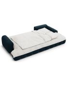 Canapé d'angle droit en Velours convertible avec coffre Linz 3 places pétrole profond - 275x142x84 cm