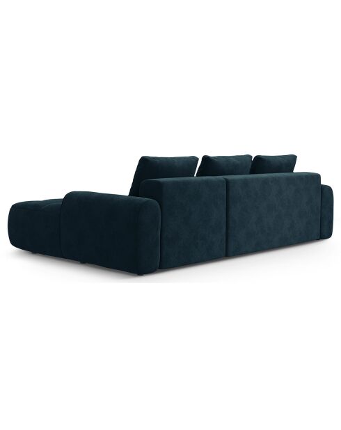 Canapé d'angle droit en Velours convertible avec coffre Linz 3 places pétrole profond - 275x142x84 cm