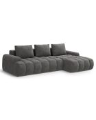 Canapé d'angle droit en Velours convertible avec coffre Linz 3 places gris - 275x142x84 cm