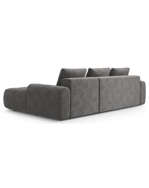 Canapé d'angle droit en Velours convertible avec coffre Linz 3 places gris - 275x142x84 cm