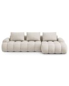 Canapé d'angle droit convertible avec coffre Linz 3 places beige - 275x142x84 cm