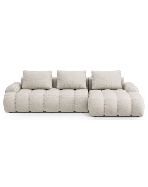 Canapé d'angle droit convertible avec coffre Linz 3 places beige - 275x142x84 cm