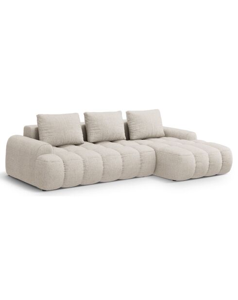 Canapé d'angle droit convertible avec coffre Linz 3 places beige - 275x142x84 cm