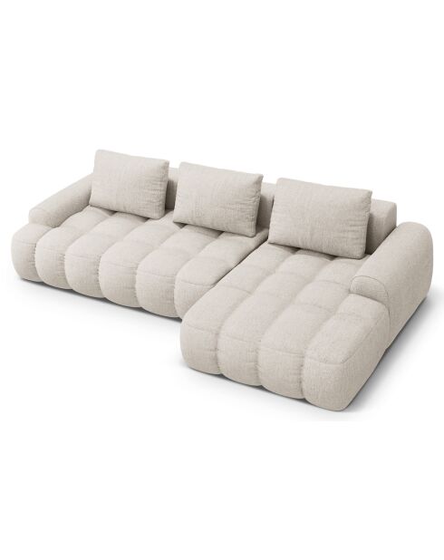 Canapé d'angle droit convertible avec coffre Linz 3 places beige - 275x142x84 cm