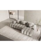 Canapé d'angle droit convertible avec coffre Linz 3 places beige - 275x142x84 cm