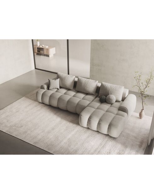 Canapé d'angle droit convertible avec coffre Linz 3 places beige - 275x142x84 cm