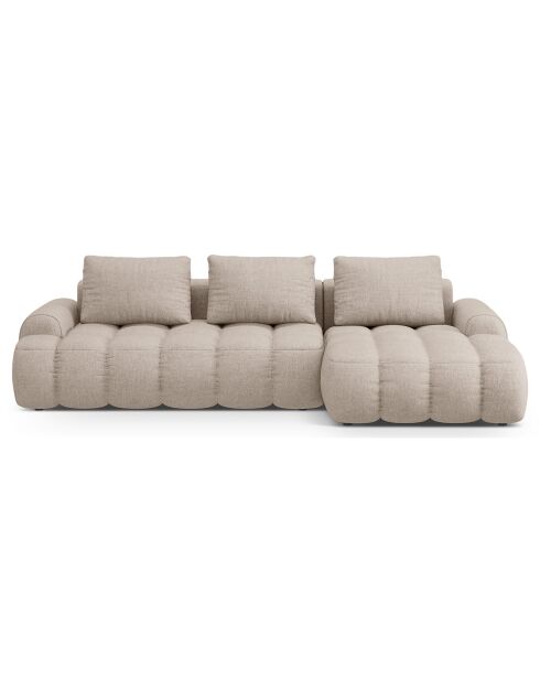 Canapé d'angle droit convertible avec coffre Linz 3 places le sable - 275x142x84 cm