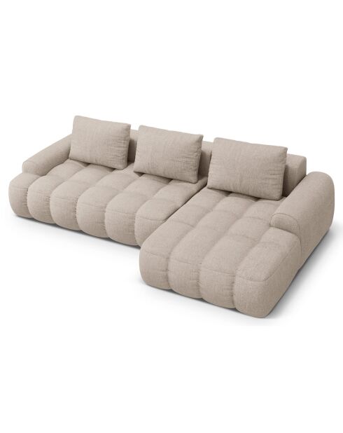 Canapé d'angle droit convertible avec coffre Linz 3 places le sable - 275x142x84 cm