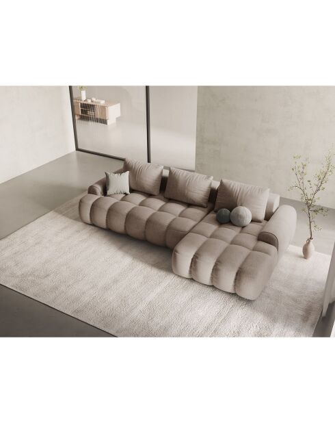 Canapé d'angle droit convertible avec coffre Linz 3 places le sable - 275x142x84 cm