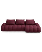 Canapé d'angle droit convertible avec coffre Linz 3 places bordeaux - 275x142x84 cm