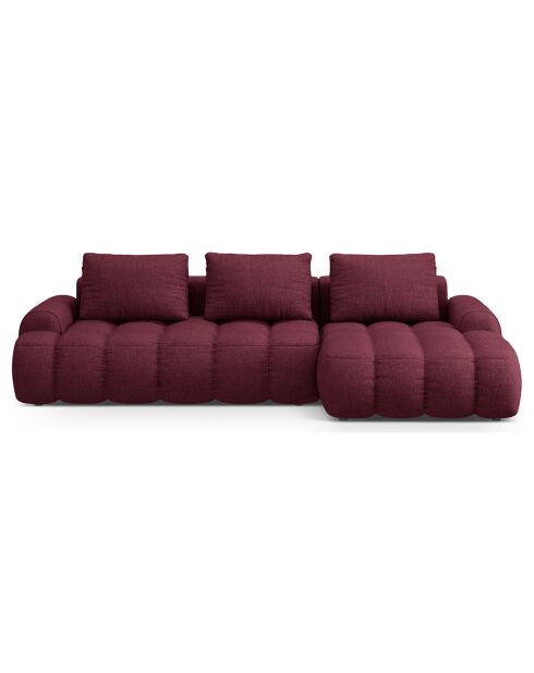 Canapé d'angle droit convertible avec coffre Linz 3 places bordeaux - 275x142x84 cm