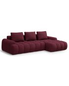 Canapé d'angle droit convertible avec coffre Linz 3 places bordeaux - 275x142x84 cm