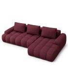 Canapé d'angle droit convertible avec coffre Linz 3 places bordeaux - 275x142x84 cm