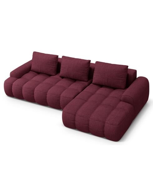 Canapé d'angle droit convertible avec coffre Linz 3 places bordeaux - 275x142x84 cm