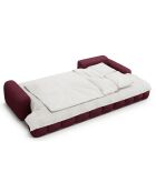 Canapé d'angle droit convertible avec coffre Linz 3 places bordeaux - 275x142x84 cm
