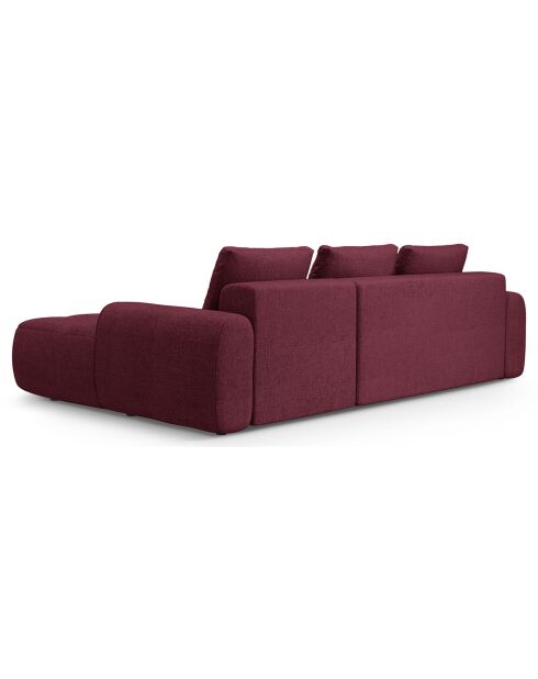 Canapé d'angle droit convertible avec coffre Linz 3 places bordeaux - 275x142x84 cm