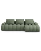 Canapé d'angle droit convertible avec coffre Linz 3 places vert olive foncé - 275x142x84 cm