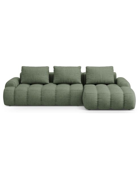 Canapé d'angle droit convertible avec coffre Linz 3 places vert olive foncé - 275x142x84 cm