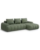 Canapé d'angle droit convertible avec coffre Linz 3 places vert olive foncé - 275x142x84 cm