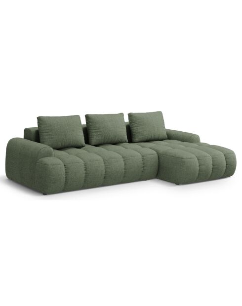 Canapé d'angle droit convertible avec coffre Linz 3 places vert olive foncé - 275x142x84 cm