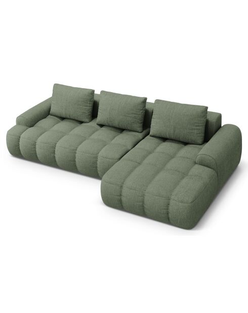 Canapé d'angle droit convertible avec coffre Linz 3 places vert olive foncé - 275x142x84 cm