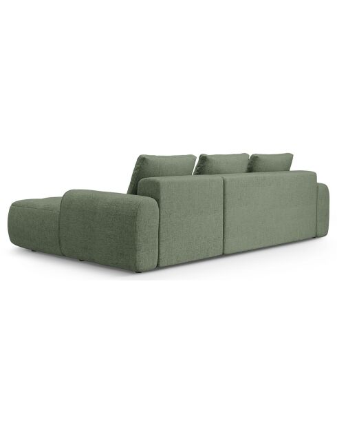 Canapé d'angle droit convertible avec coffre Linz 3 places vert olive foncé - 275x142x84 cm